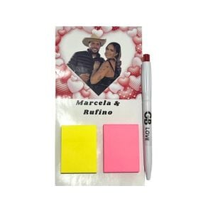 Imã de Geladeira Personalizado com 2 blocos de anotações (total 200 folhas) + caneta