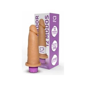 Pênis Realístico com Vibrador 12 Modos de Vibração - USB - 15,3 x 4,5 cm (Prótese)