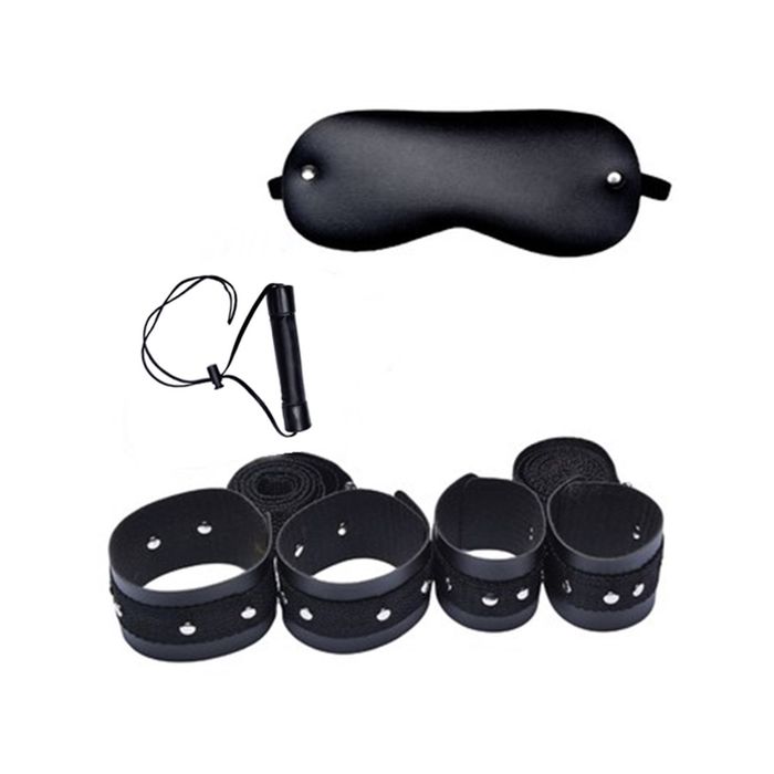 Kit Dominador Bondage (com 4 amarras + mordaça bastão + venda em couro)