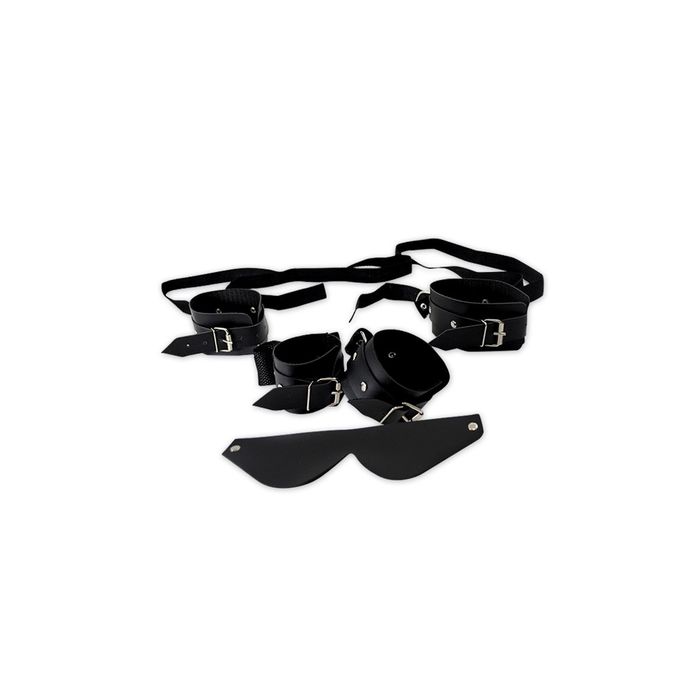 Kit Bondagem em Couro Preto (5 Ítens)