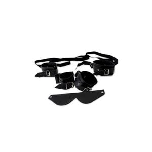 Kit Bondagem em Couro Preto (5 Ítens)
