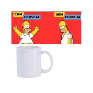 Caneca Homer Simpson de Porcelana 325ml (com cerveja / sem cerveja)