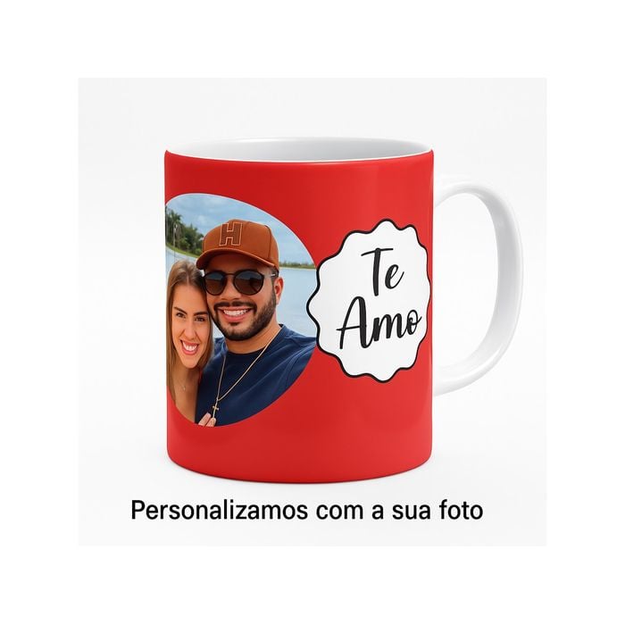 Caneca Com Foto, Te Amo de Porcelana 325ml