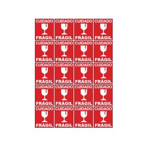 20 Adesivos Cuidado Frágil 5x5cm