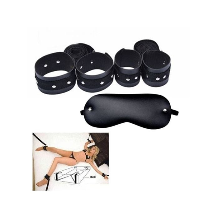 Kit Bondage com 4 Amarras e Venda em Couro