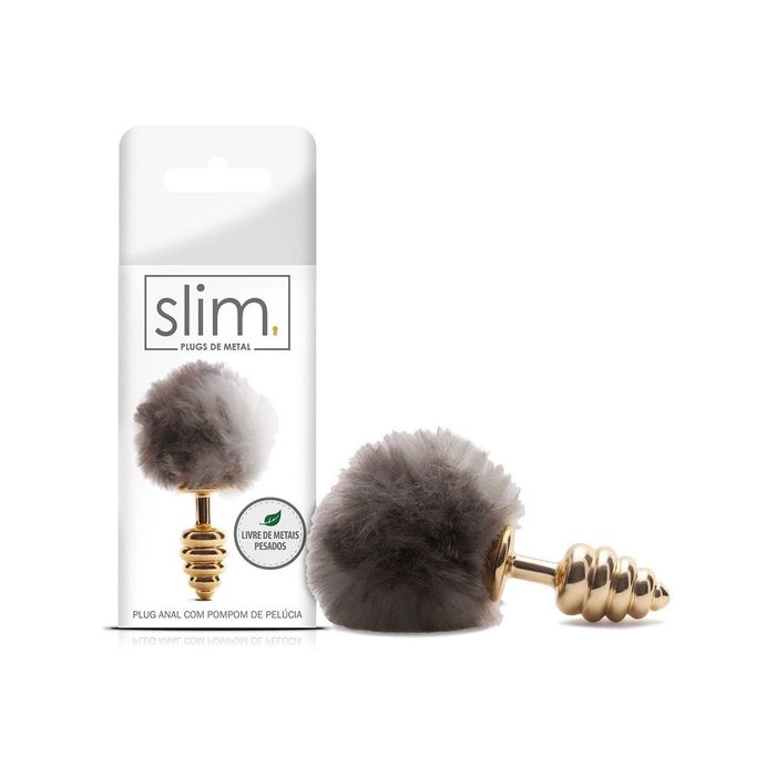 Plug de Metal com Rabo em Pompom