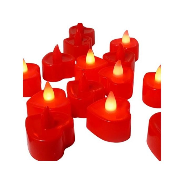 Vela Led em Formato de Coração Vermelho