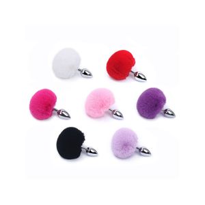 Plug Anal em Aço - Pompom de Coelho - Tamanho  M