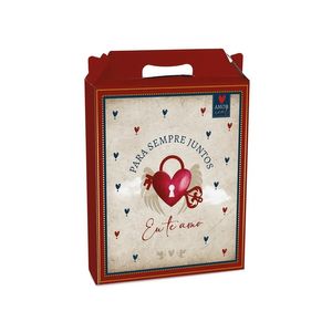 Caixa Presente Maleta Retangular Vertical Amor Real 15x6x8cm (1 unidade)