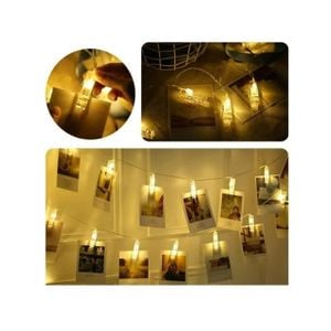Varal de Led com 10 Prendedores para Fotos (2 metros, 10 Lâmpadas, 10 Clipes)