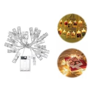 Varal de Led com 10 Prendedores para Fotos (2 metros, 10 Lâmpadas, 10 Clipes)