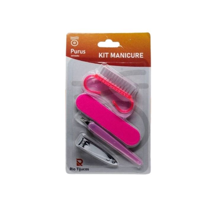Kit Manicure 4 Peças (Escova, lixa, espátula e cortador de unha)
