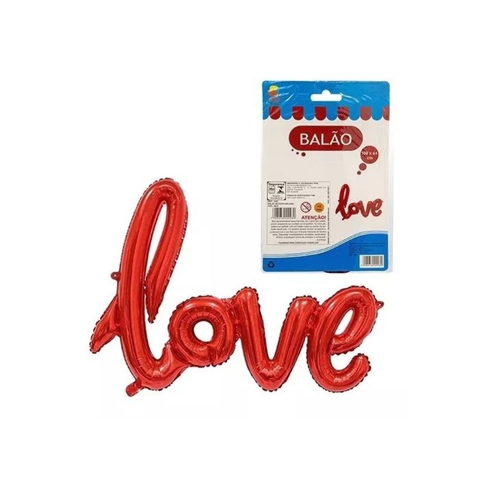 Balão Metalizado Love 108 X 64 Cm Vermelho