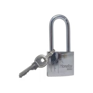 Cadeado Latão Prateado Haste Longa 48mm (3 chaves)