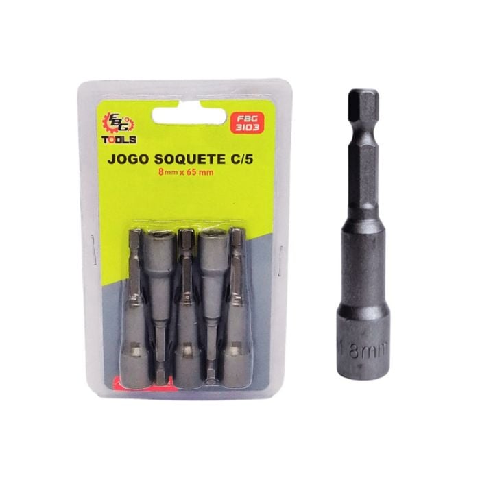 Jogo com 5 Soquete 8mmX 65mm