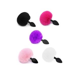 Plug Anal em Silicone - Pompom de Coelho - Tamanho - G
