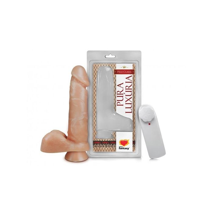 Prótese 16 x 3,8cm com Escroto, Vibrador e Ventosa (PV024)