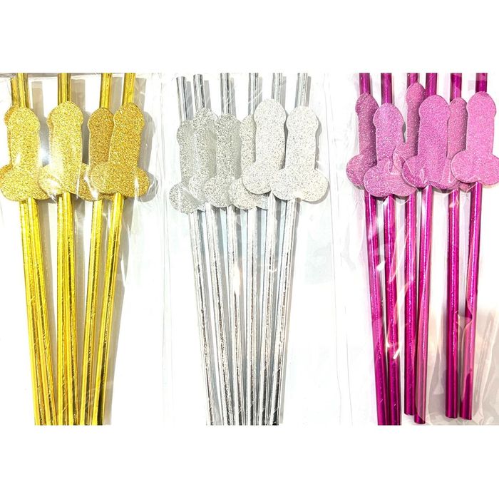 6 Canudos com Pênis em Glitter