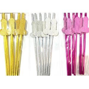 6 Canudos com Pênis em Glitter