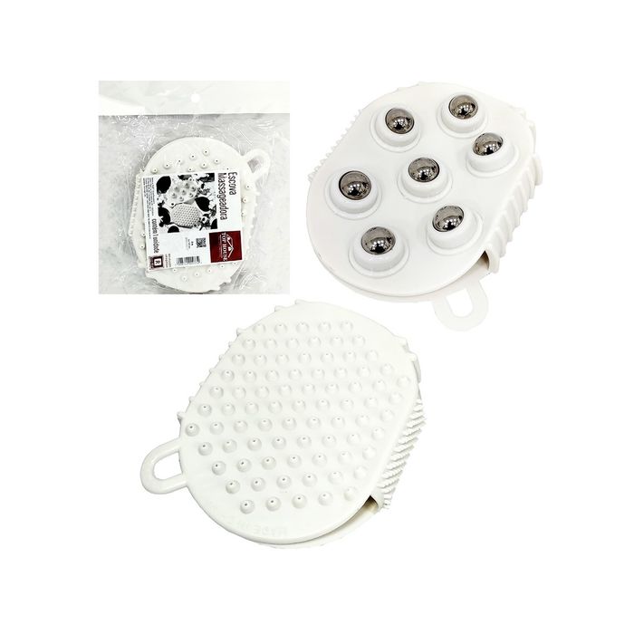 Escova Massageadora Manual com 7 Esferas (2 em 1, Massagem e Banho)