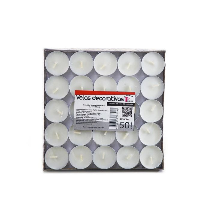 50 Velas Rechaud Decoração Branca 3,5cm
