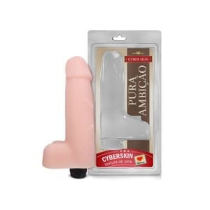 Prótese com Escroto e Vibrador Interno em Cyber Skin 18 x 5cm