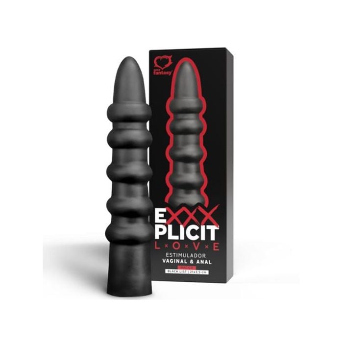 Plug Estimulador Exxxplicit Love Black List Maciço - 21x3,5cm Anal e Vaginal