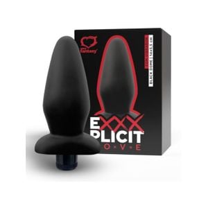 Plug Estimulador Exxxplicit Love Black Dome com Vibro - 14x5,5cm Anal e Vaginal