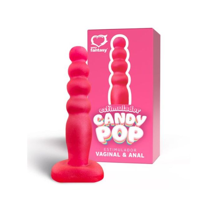 Plug Estimulador Candy Pop Maciço Rosa - 14x2,8cm Anal e Vaginal
