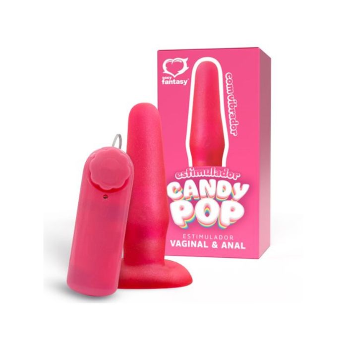 Plug Estimulador Anal e Vaginal Candy Pop com Vibro Bullet - 12,5x3,3cm