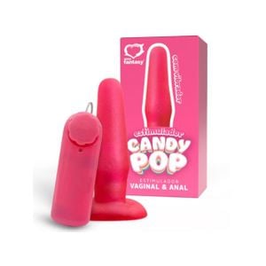 Plug Estimulador Anal e Vaginal Candy Pop com Vibro Bullet - 12,5x3,3cm
