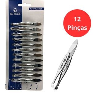 Pinça Para Sobrancelhas Metal 12 Peças