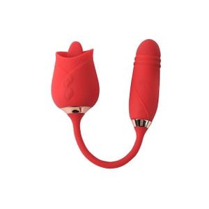 Vibrador em Formato Flor Vai e Vem com Língua 10 Vibrações Recarregável