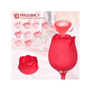 Vibrador de Ponto G e Clitóris com Vai e vem - Formato de Rosa