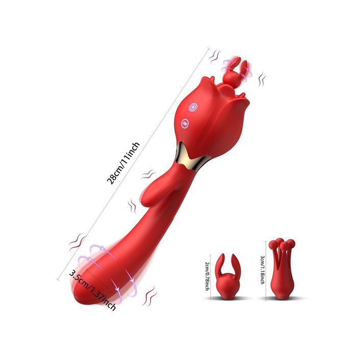 Vibrador 3 em 1 em Formato de Flor Recarregável (Sem Embalagem)