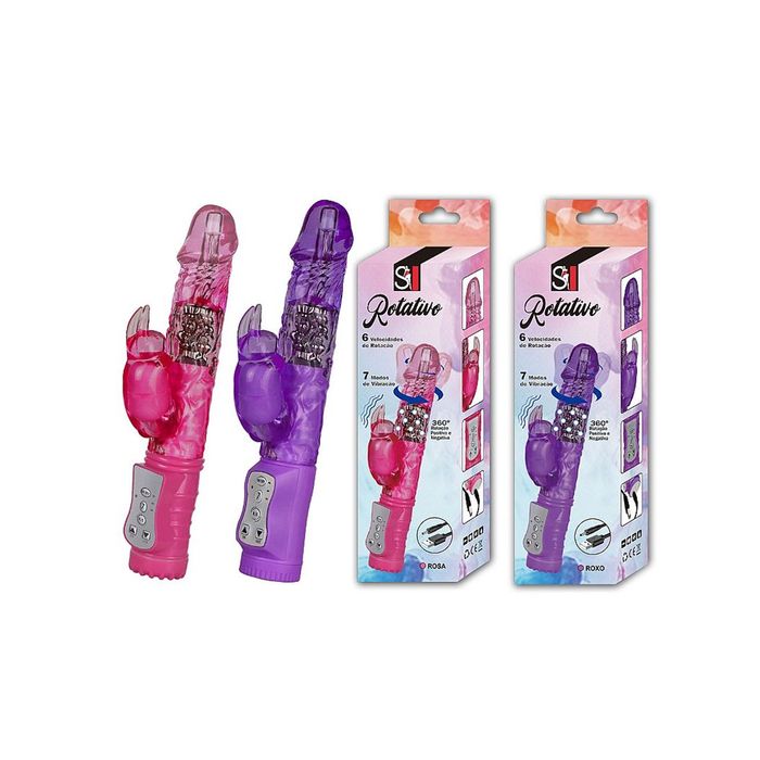 Prótese Jack Rabbit 360º com Carregador USB (Rotativo) 7 Vibrações