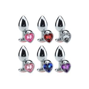 Plug Cromado Aço - Coração com Pedra Brilhante (M) (5849)
