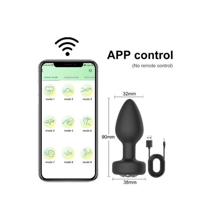 Plug Anal Emborrachado com 10 Modos de Vibração (recarregável) APP