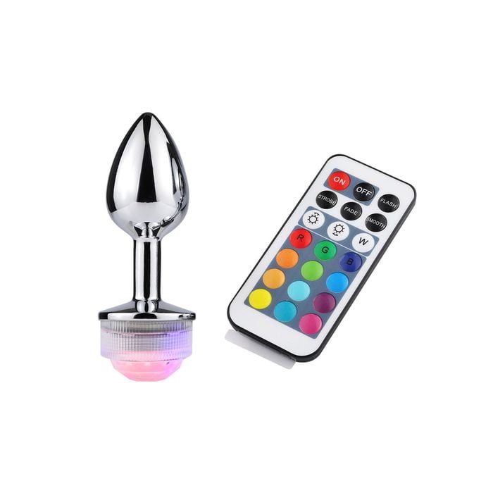 Plug Anal de Metal com 13 Cores Led e Controle (P)