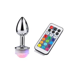 Plug Anal de Metal com 13 Cores Led e Controle (P)