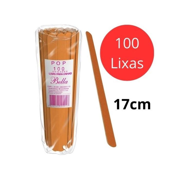 100 Lixa de Unha 17cm Grande