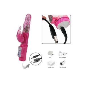 Prótese Jack Rabbit 360º com Carregador USB (Rotativo) 36 Vibrações