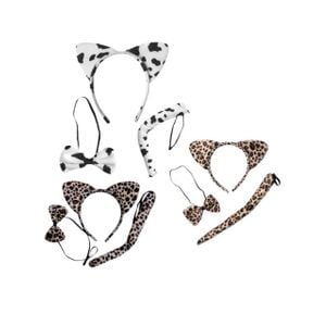 Kit Animais (3 peças: tiara, rabo e gravata)
