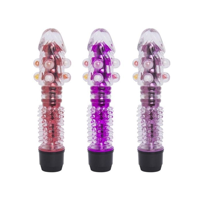 Vibrador Translúcido à Prova d'água com Pérolas 15cm