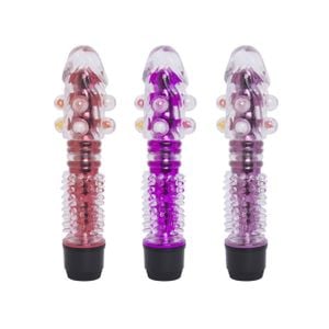 Vibrador Translúcido à Prova d'água com Pérolas 15cm