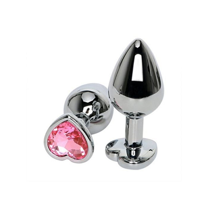 Plug Cromado Aço - Coração com Pedra Brilhante (P) (5848)