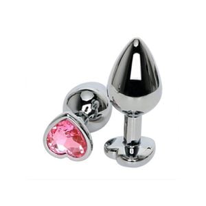 Plug Cromado Aço - Coração com Pedra Brilhante (P) (5848)