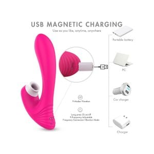 Vibrador com Estimulador de Ponto G e Clitóris com Sucção Recarregável Dawn