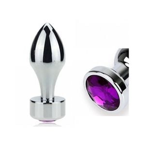 Plug Cônico Metálico 9,5 cm Cromado com Pedra Brilhante