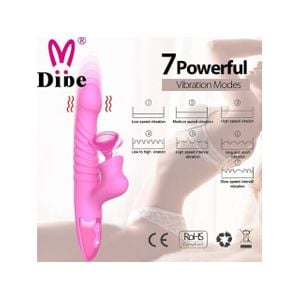 Vibrador Vai e Vem com Estimulador Clitoriano Christal - Dibe
